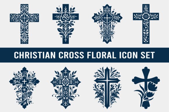 Christian Cross Icon Floral Set