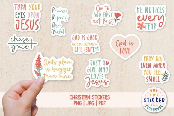 Christian Stickers, Jesus and God Print Templates