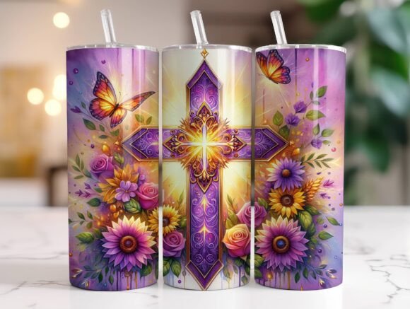 Cross Christian Floral 20oz Tumbler Wrap