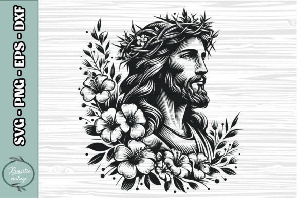 Floral Jesus SVG Clipart 18 & Crafts
