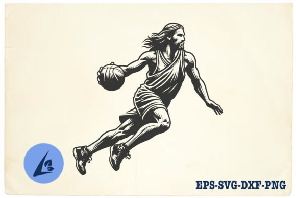 Funny Jesus Basketball SVG Clipart 03 Illustrations
