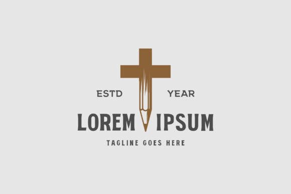 Jesus Christian Catholic Cross with Pen Logos