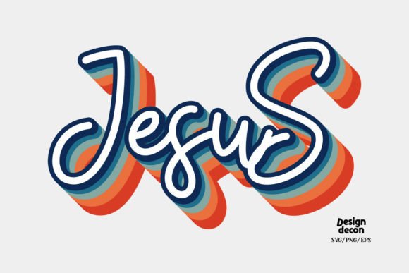 Jesus Christian Word Retro SVG PNG Crafts