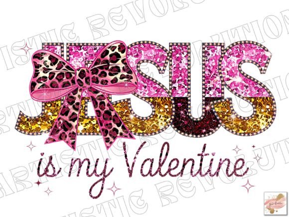 Shiny Coquette Jesus is My Valentine Png Illustrations