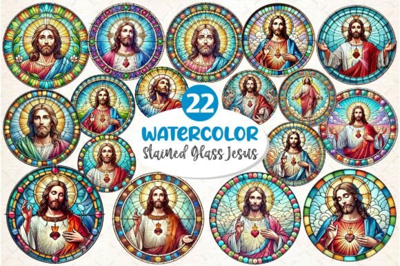 Stained Glass Jesus Sublimation Illustrations