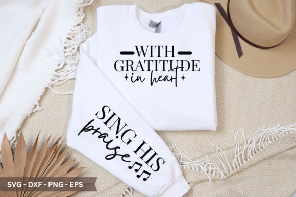 With Gratitude in Heart Sleeve SVG for Crafts